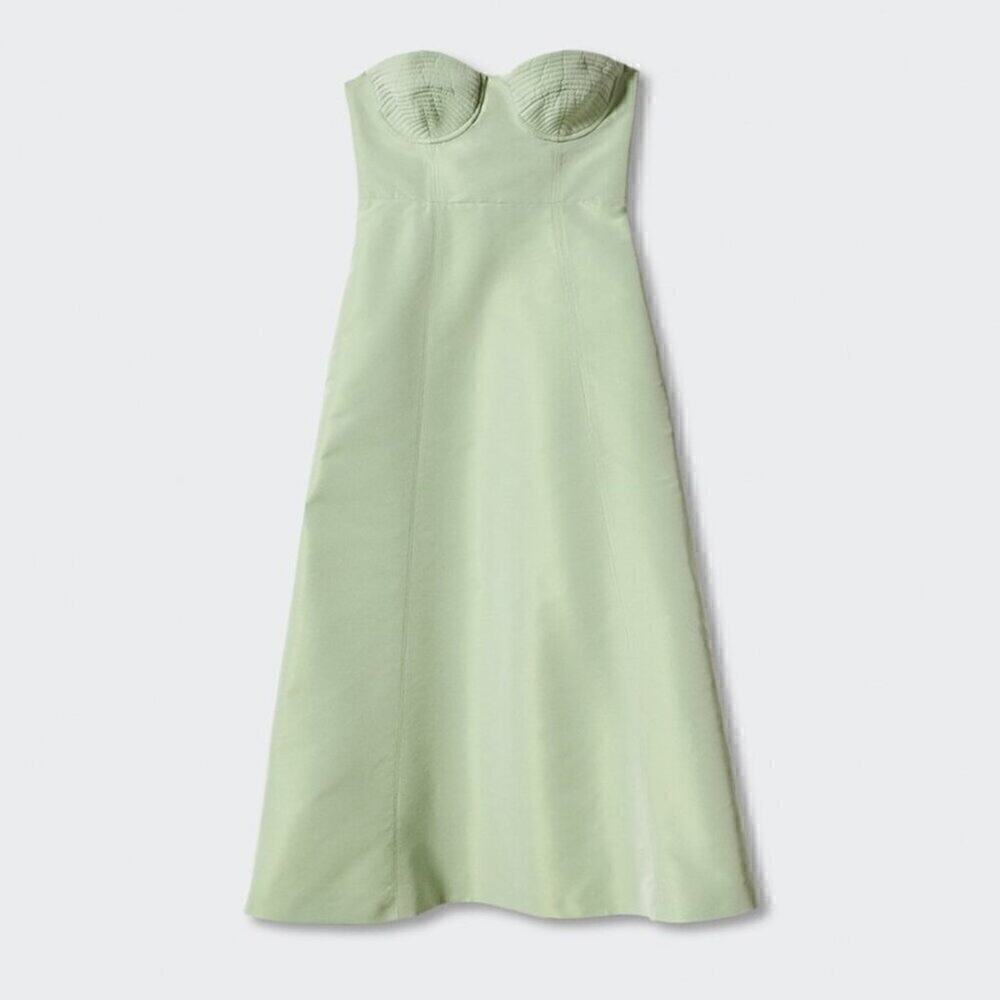 MANGO Corset-Style Strapless Midi Dress 💚✨ NWT - Picture 16 of 16